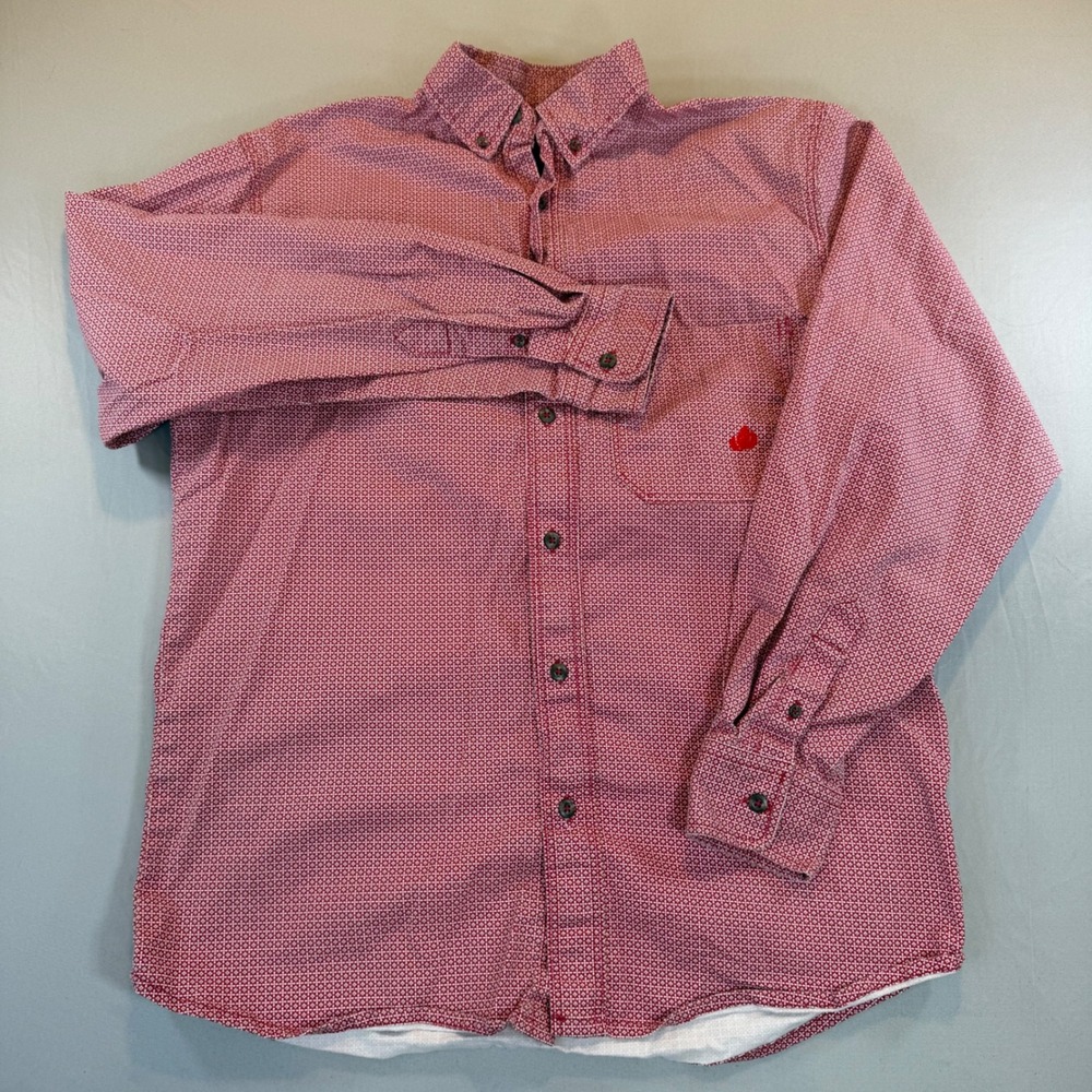 Forge FR Mens Flame Resistant Button Down Work Shirt Red Geometric NFPA 2112 M